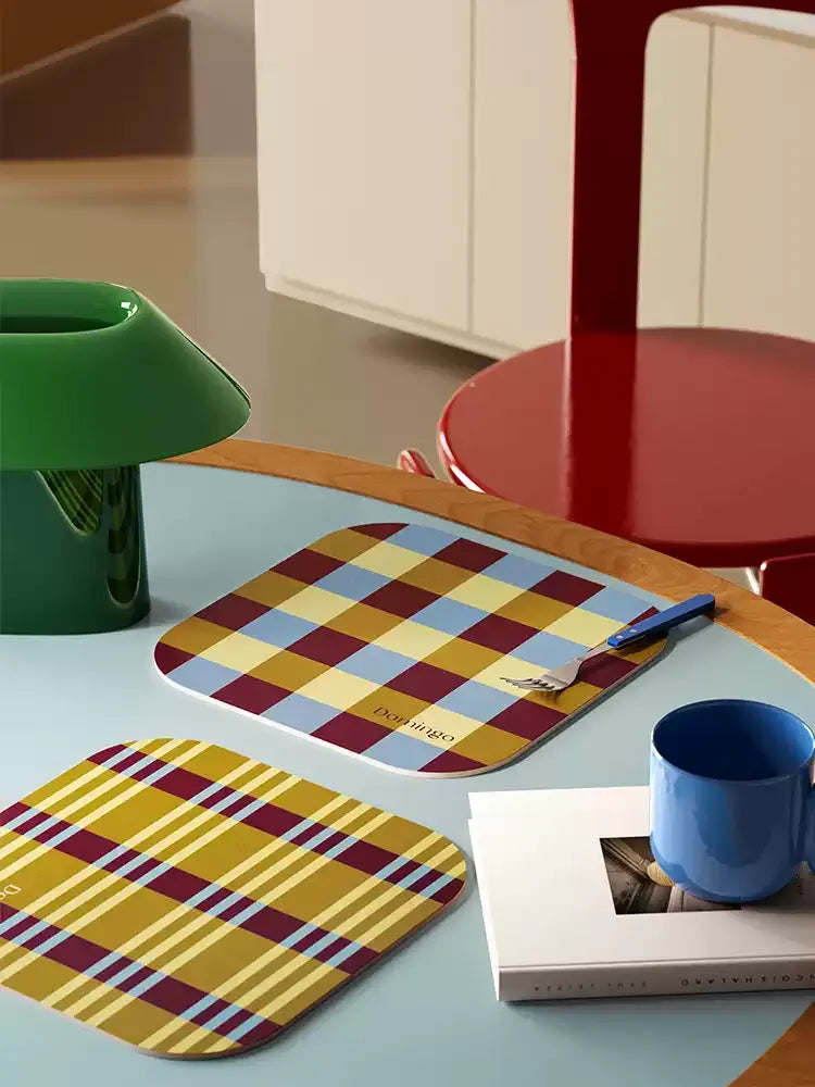 Yellow Grid Space Coasters