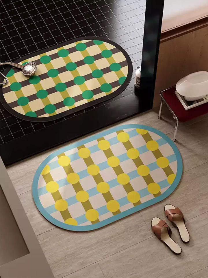 Color Block Polka Dot Bathroom Mat