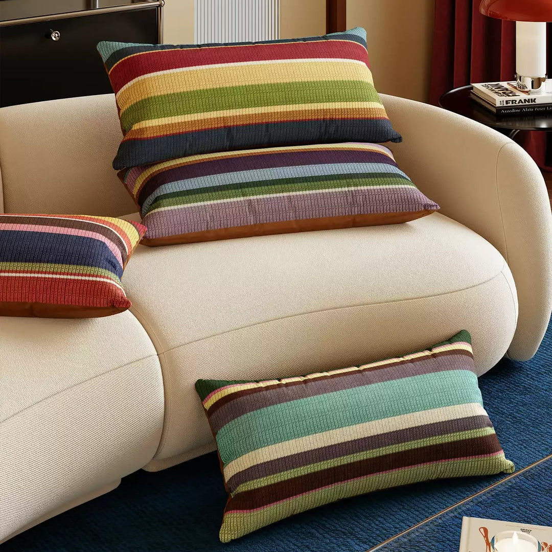 Multicolor Striped Lumbar Pillow