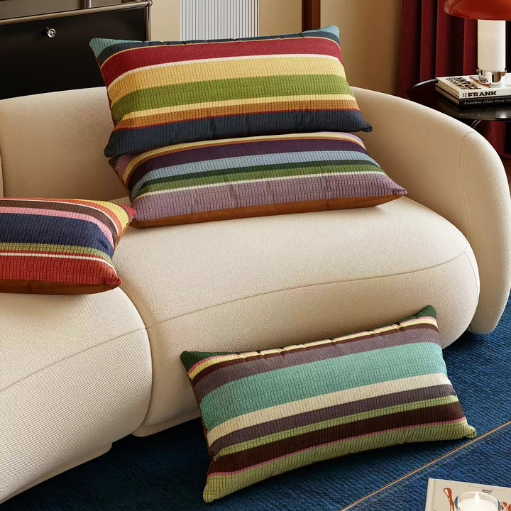 Multicolor Striped Lumbar Pillow