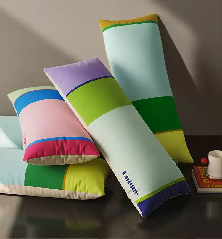 Unique Colorblock Striped Lumbar Pillows