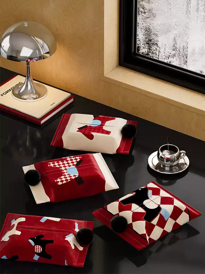 Red & White Horse Pattern Tissue Cover