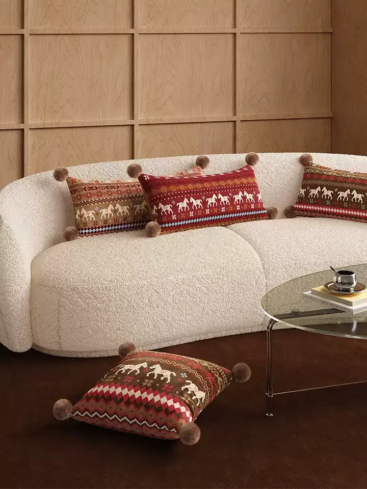 Horse Sweater Pattern Lumbar Pillow