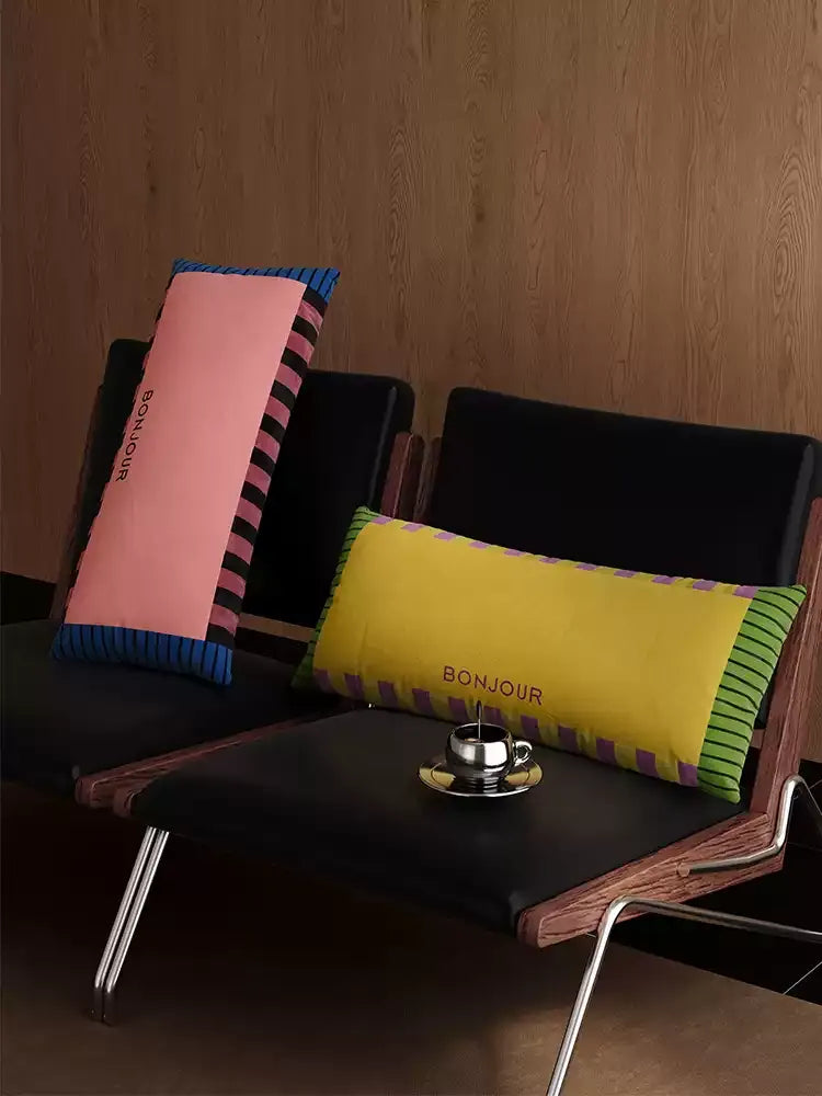 Bonjour Color Block Lumbar Pillow