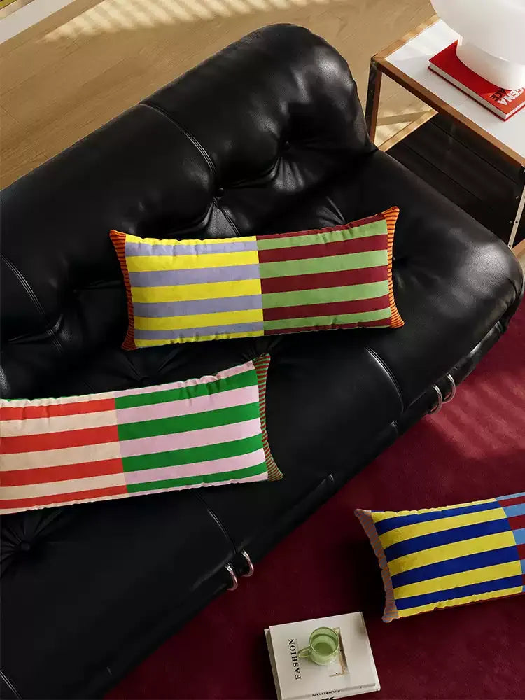 Color Block Striped Lumbar Pillow
