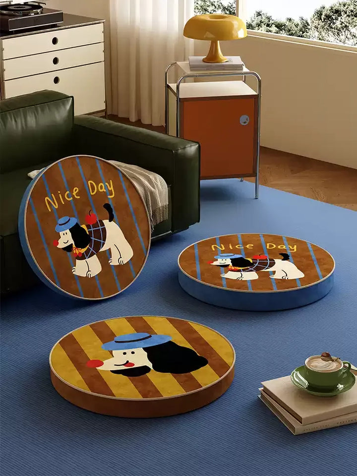 Puppy Retro Cartoon Seat Cushion