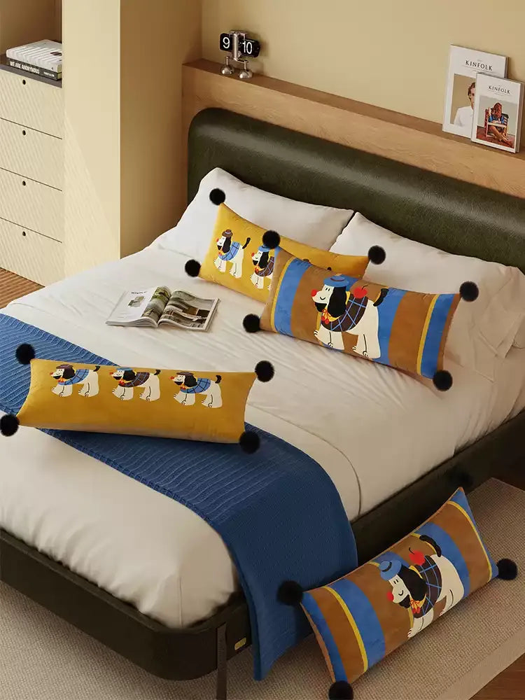 Retro Cartoon Puppy Lumbar Pillows