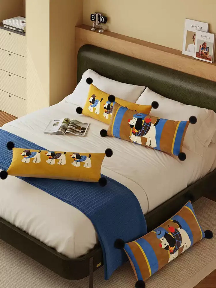 Retro Cartoon Puppy Lumbar Pillows