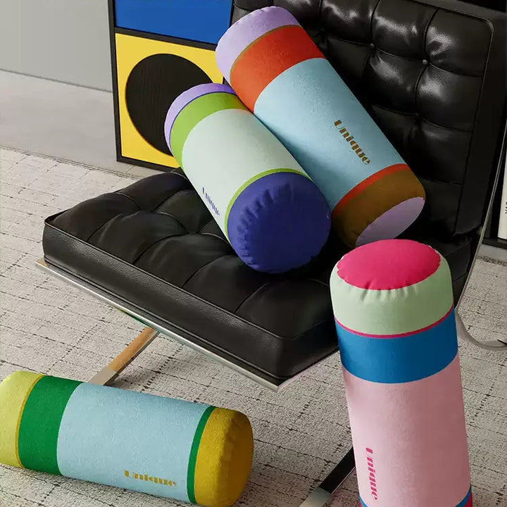 Unique Colorblock Striped Bolster Pillow