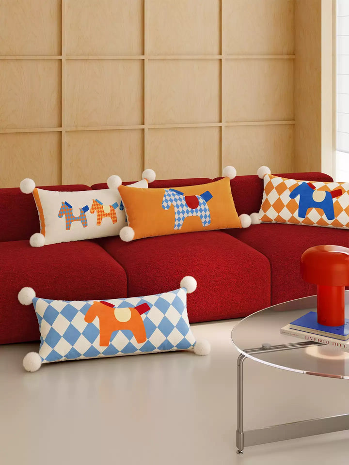 Bright Pony Colored Lumbar Pillow
