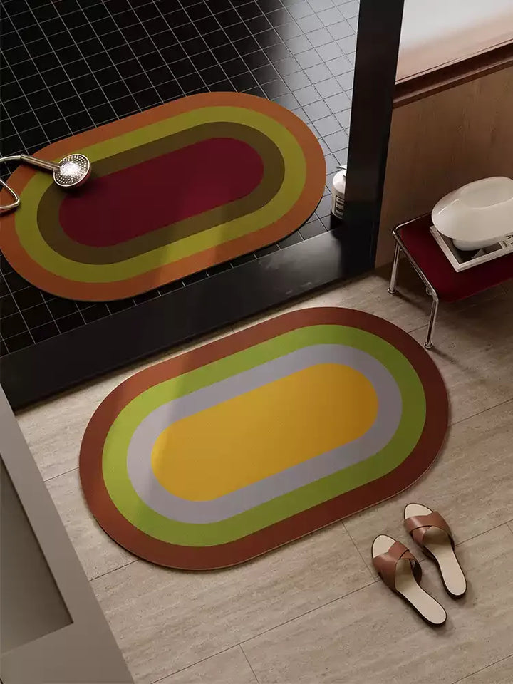 Retro Square Gradient Pattern Bathroom Mat