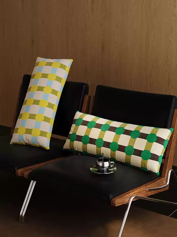 Color Block Polka Dot Lumbar Pillow