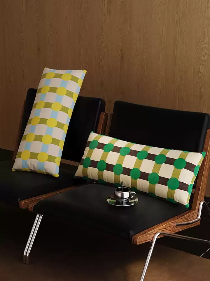 Color Block Polka Dot Lumbar Pillow