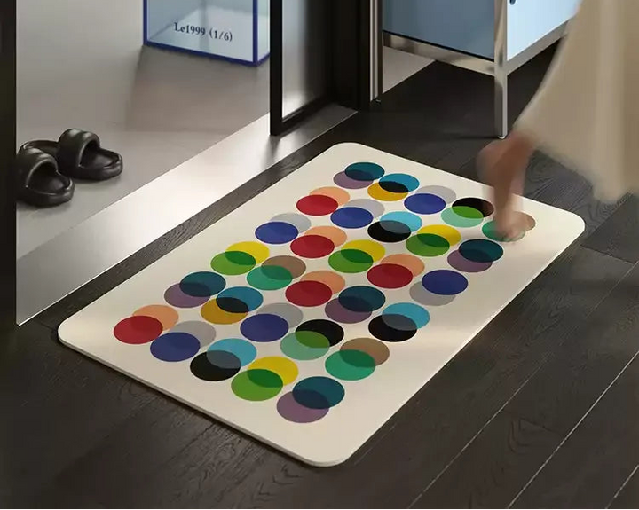 Neon Overlapping Dot Bathroom Mat