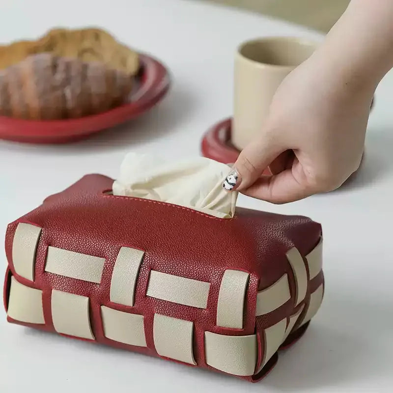 Leather Color Block Tissue Cover