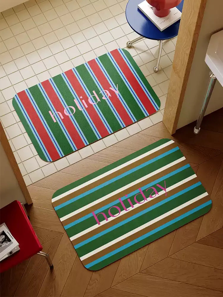 Striped Colorful Holiday Bathroom Mat