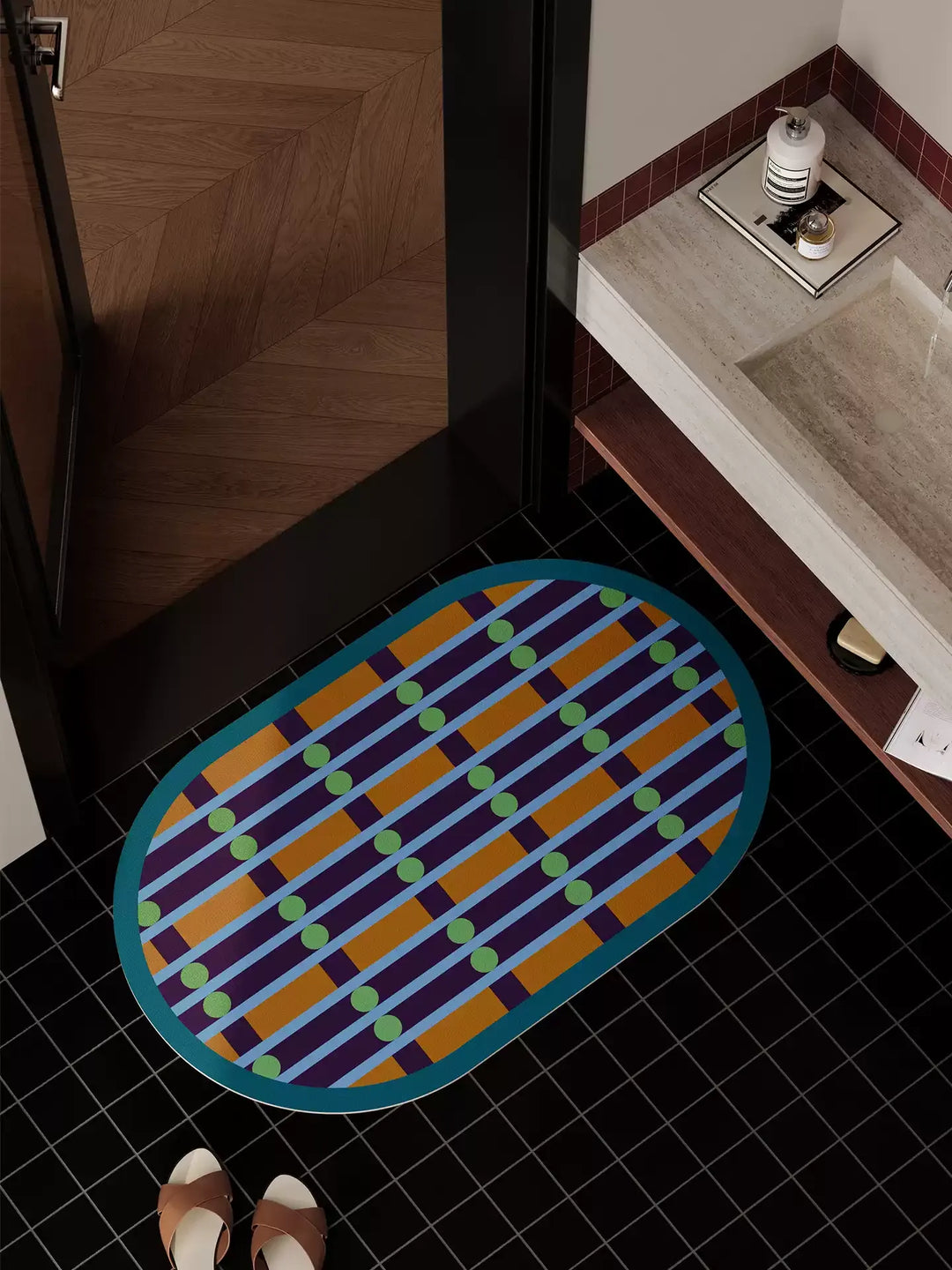 Retro Weave Pattern Bathroom Mat