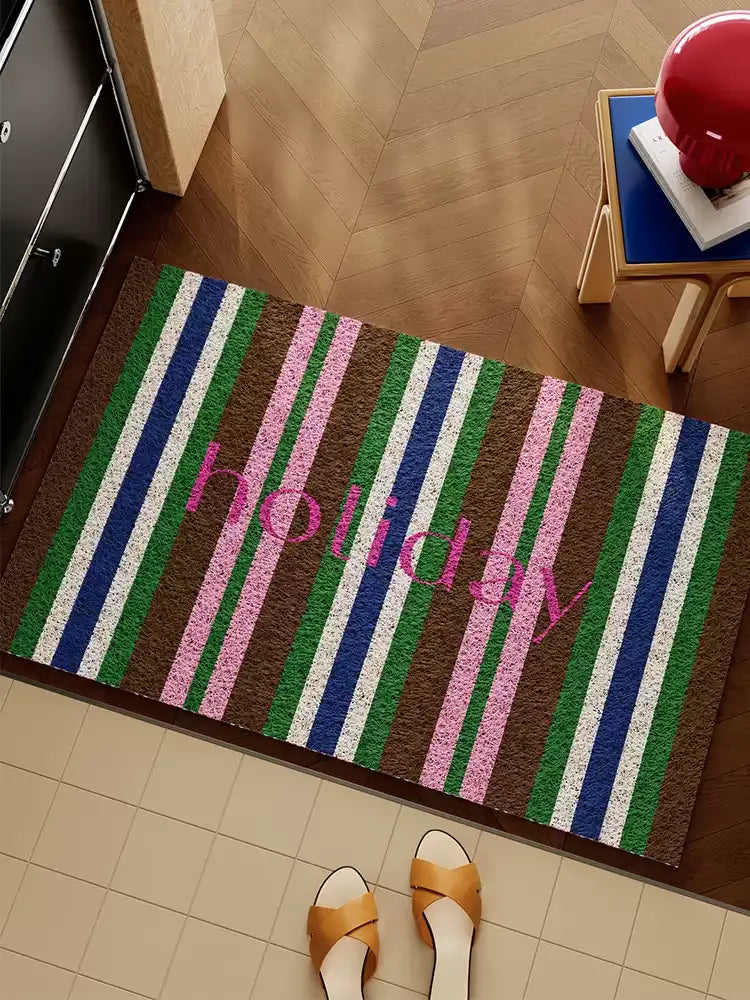 Striped Colorful Holiday Door Mat