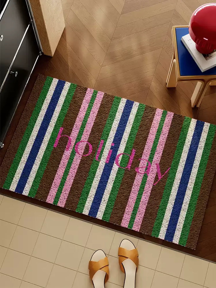 Striped Colorful Holiday Door Mat