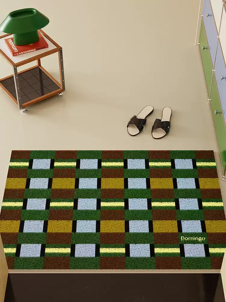 Green Grid Space Door Mat