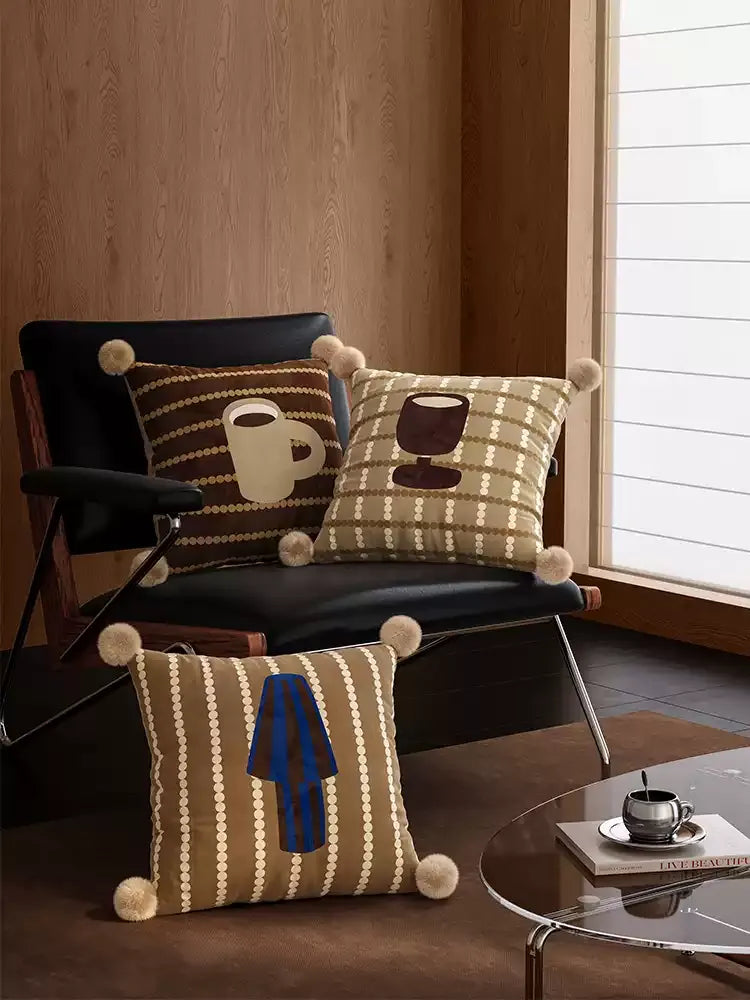 Brown Cartoon Striped Pillows
