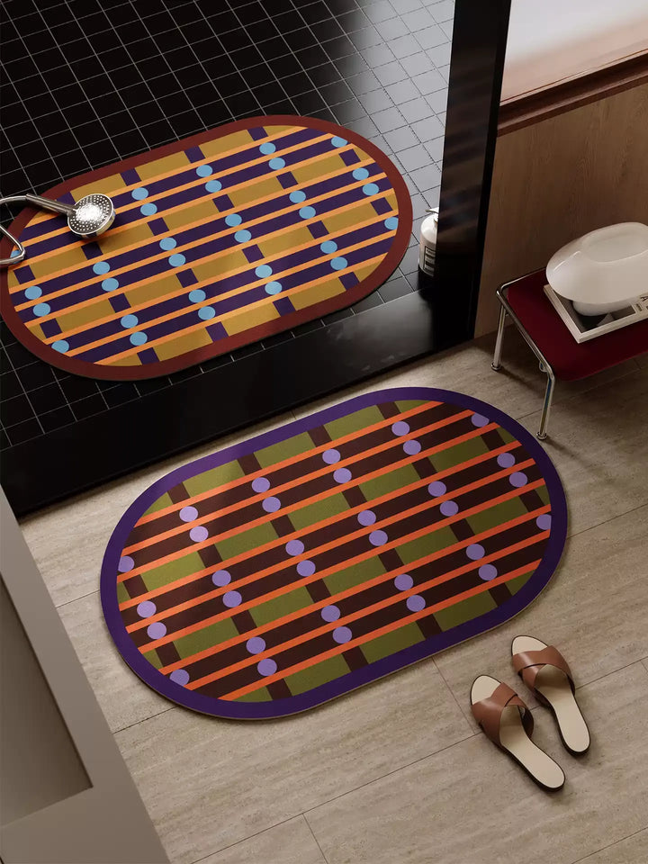 Retro Weave Pattern Bathroom Mat