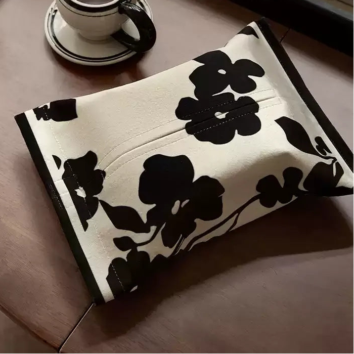 Black &amp; White Flower Contrast Tissue Cover