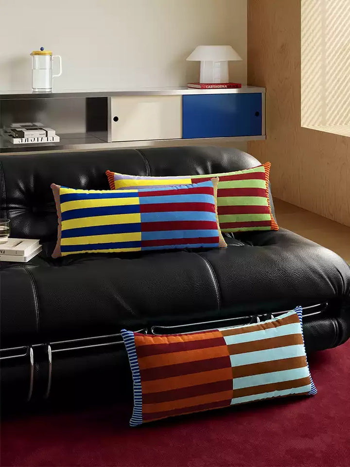 Color Block Striped Lumbar Pillow