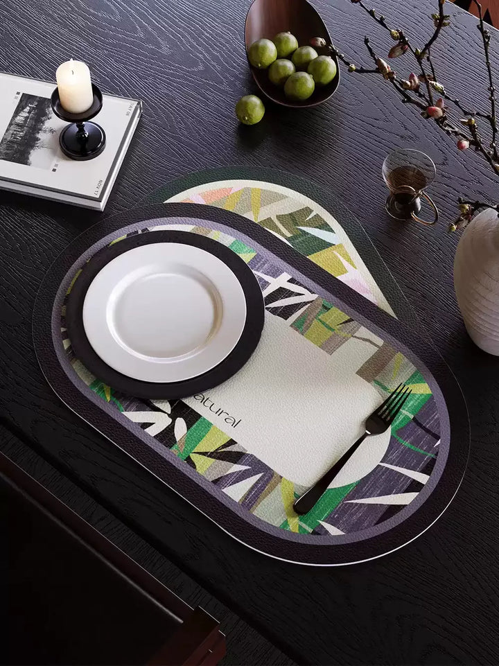Natural Bamboo Print Placemats Set