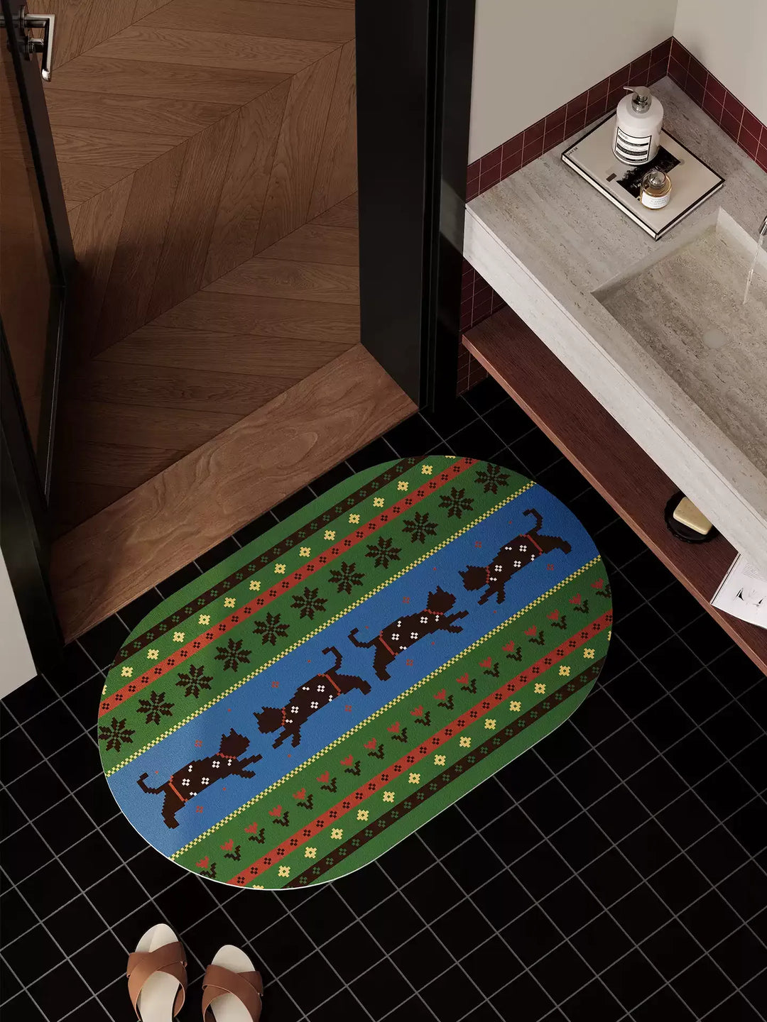 Winter Sweater Pattern Bathroom Mat