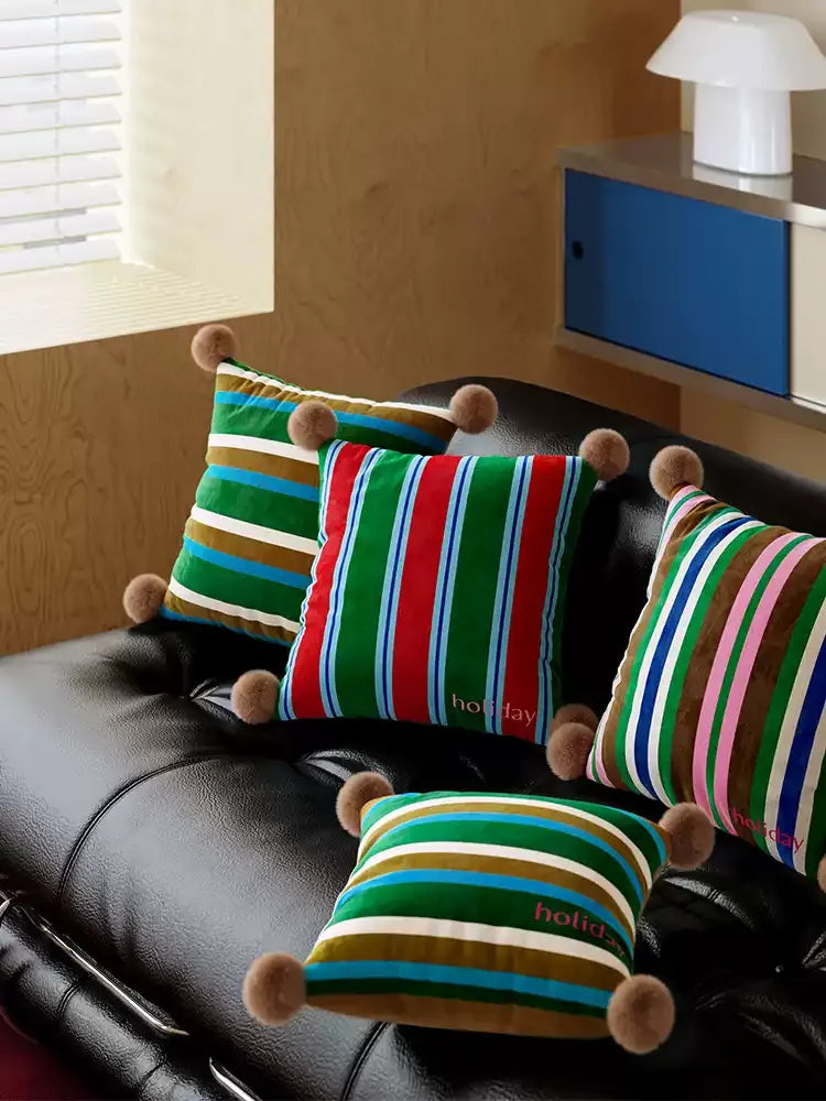 Striped Colorful Holiday Pillows
