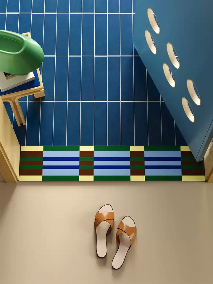 Green Grid Space Narrow Door Mat