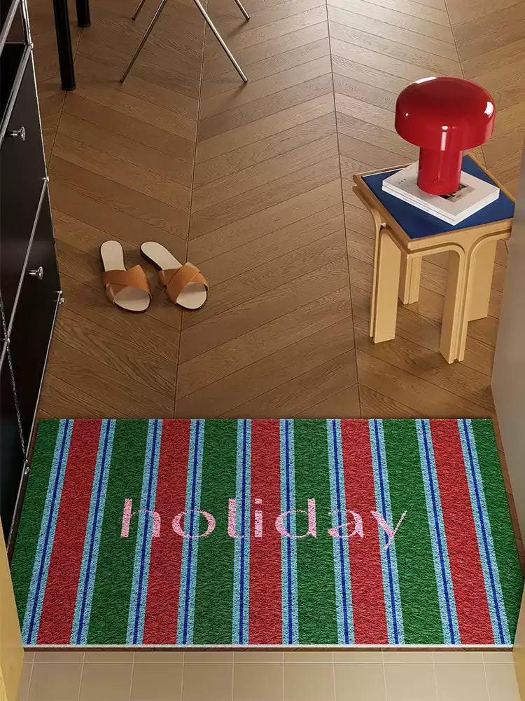 Striped Colorful Holiday Door Mat