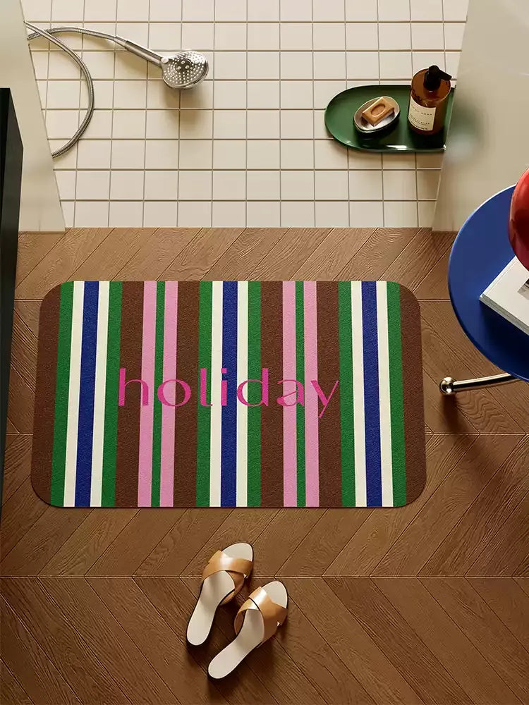 Striped Colorful Holiday Bathroom Mat