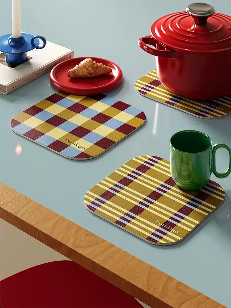 Yellow Grid Space Coasters