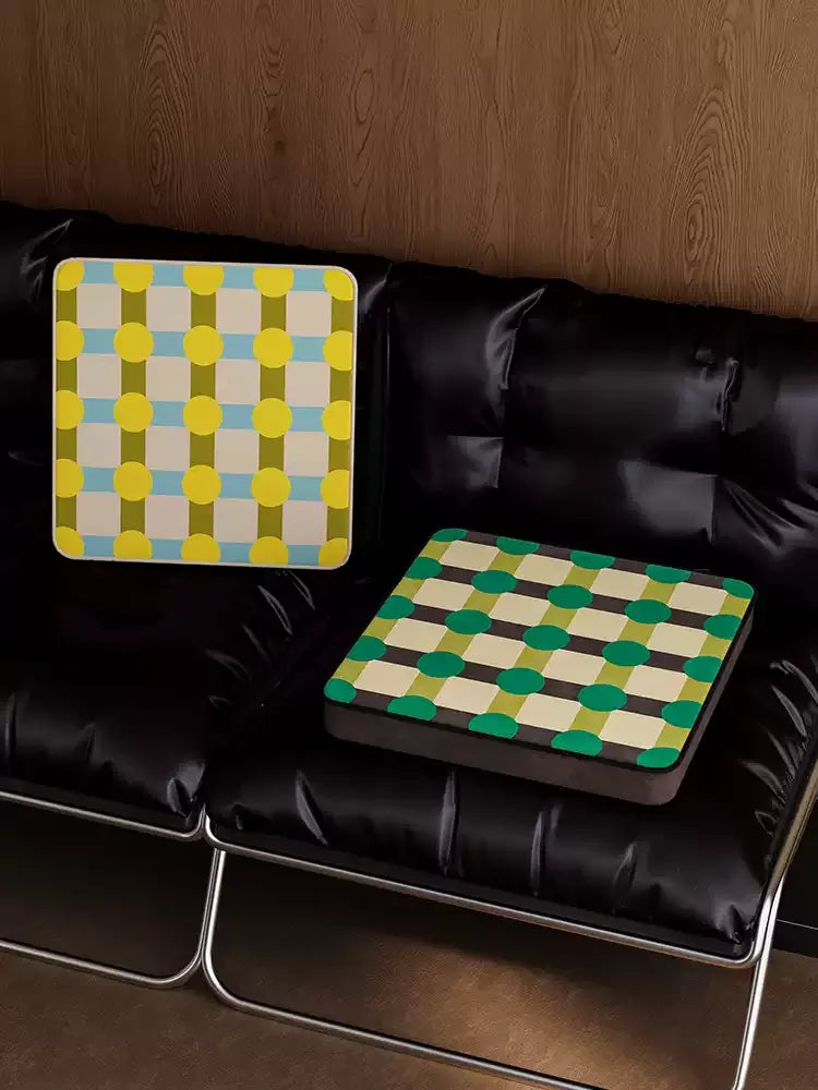 Color Block Polka Dot Square Cushion