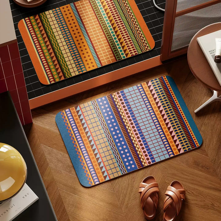 Retro Boho Pattern Bathroom Mat