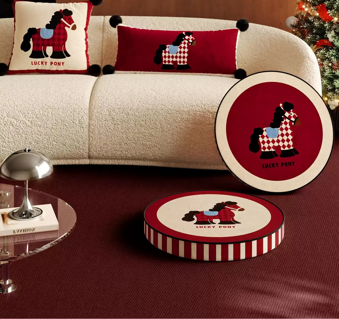Red Lucky Horse Seat Cushion