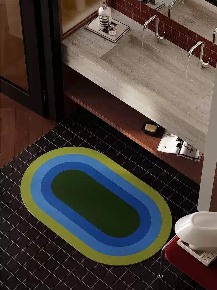 Retro Square Gradient Pattern Bathroom Mat