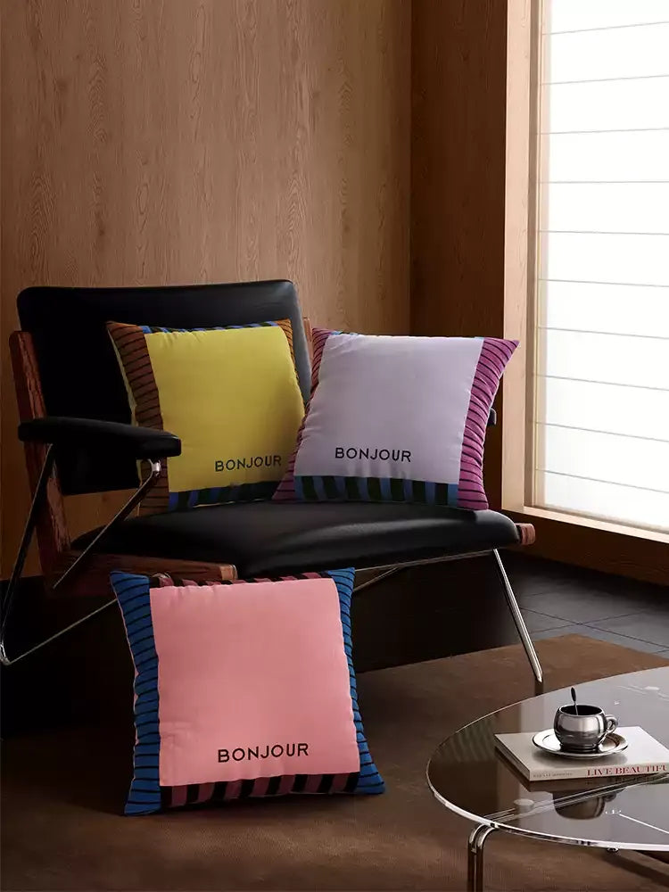 Bonjour Color Block Pillow