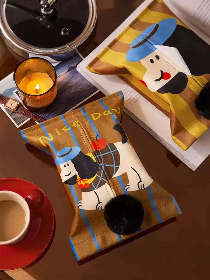 Retro Cartoon Puppy Tissue Holder