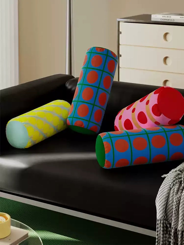 Three Color Dot Bolster Pillow