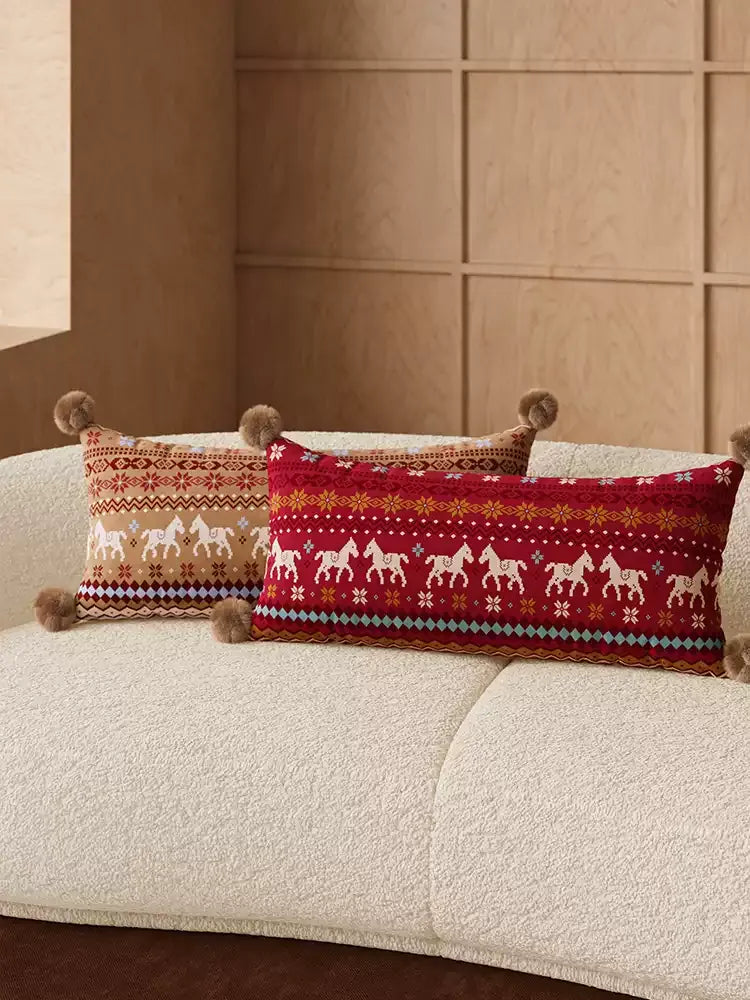 Horse Sweater Pattern Lumbar Pillow