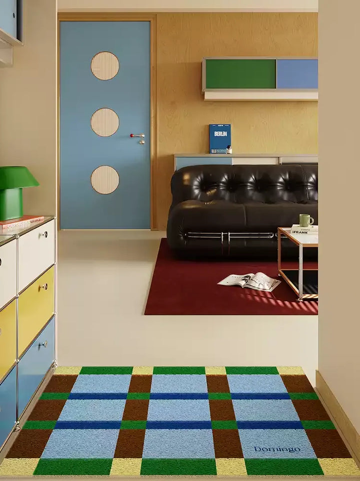 Green Grid Space Door Mat