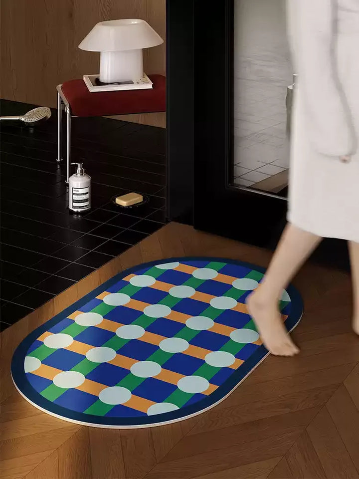 Color Block Polka Dot Bathroom Mat