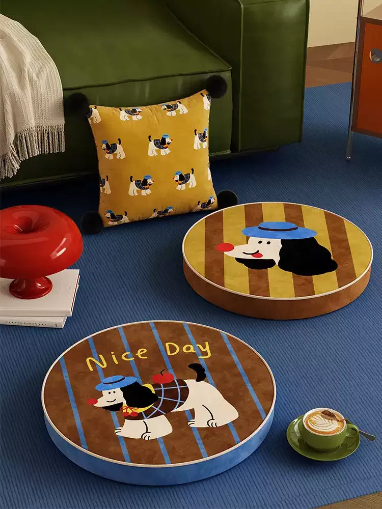 Puppy Retro Cartoon Seat Cushion