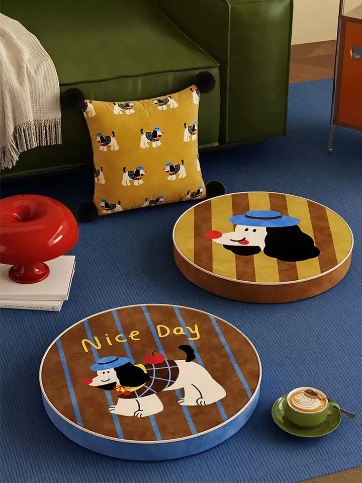 Puppy Retro Cartoon Seat Cushion
