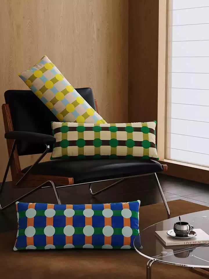 Color Block Polka Dot Lumbar Pillow