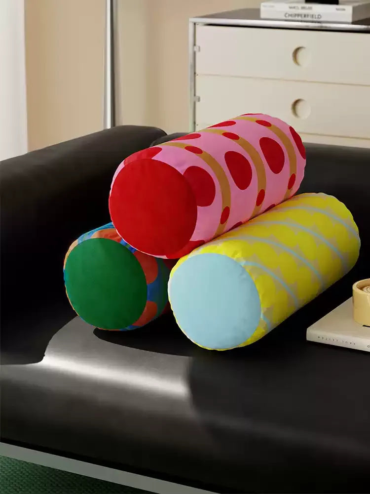 Three Color Dot Bolster Pillow