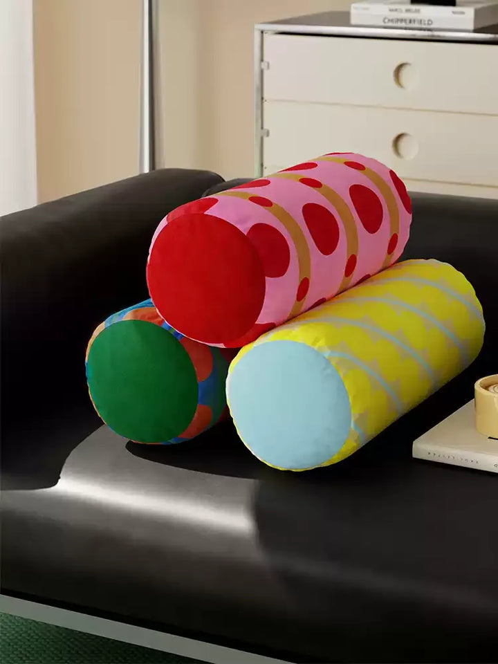 Three Color Dot Bolster Pillow